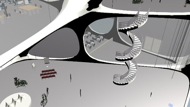 内観です。階段はらせん状です。